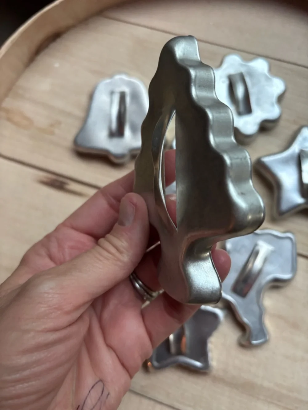 Vintage Aluminum Cookie Cutter Set Rustic Holiday Baking Farmhouse Kitchen Decor